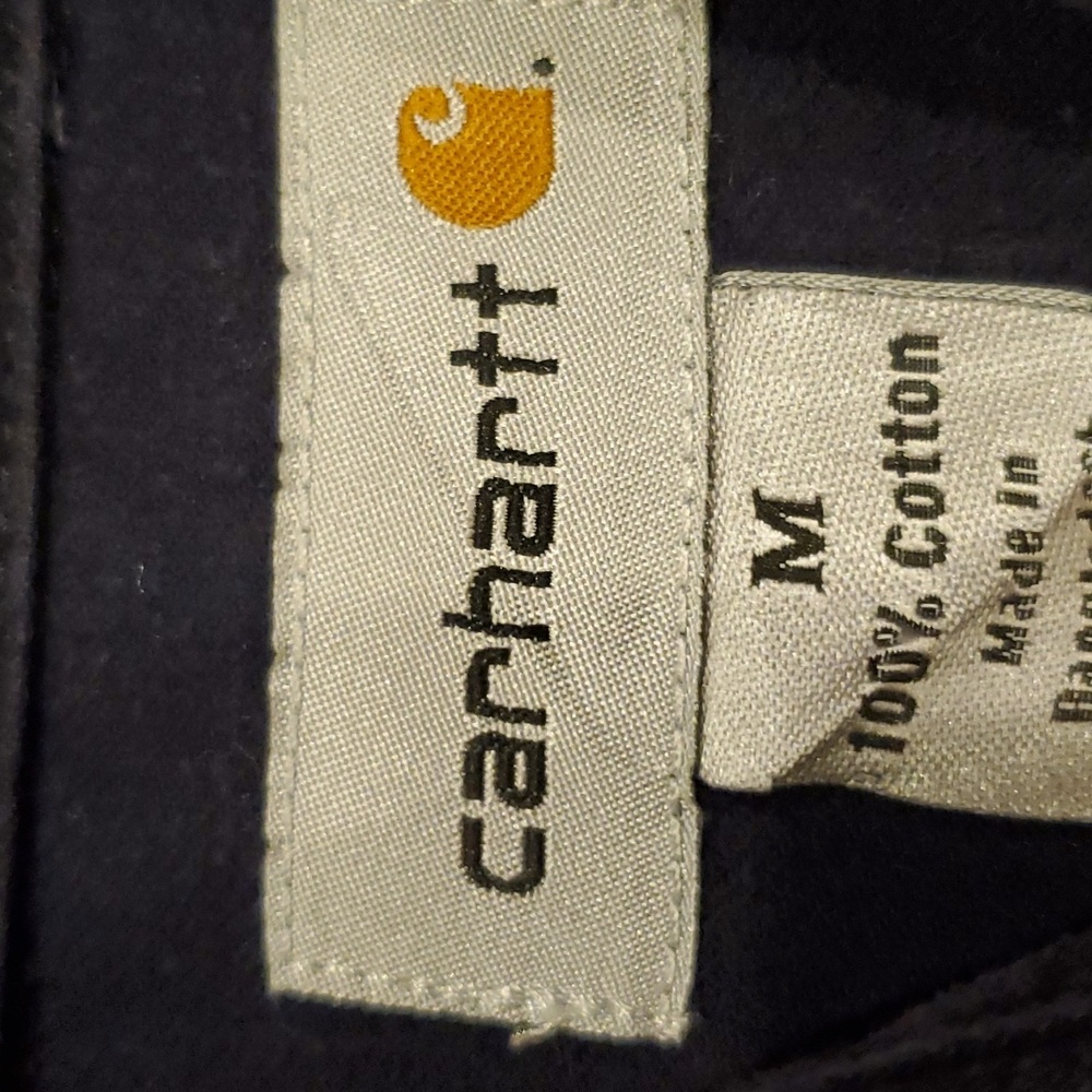 Mens Carhartt heavy weight navy button down shirt size M - Picture 3 of 4